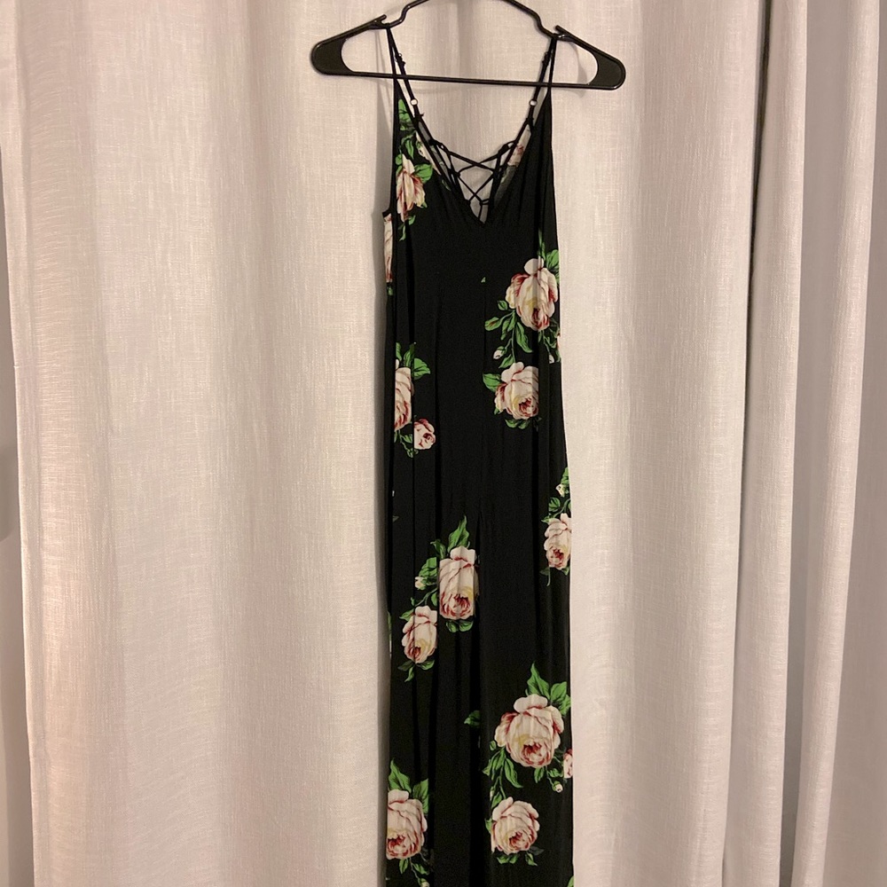Black floral jumpsuit